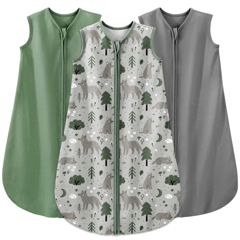 يووفوس كيس نوم للأطفال من Yoofoss من عمر 0 ​​إلى 6 أشهر، بطانية يمكن ارتداؤها مصنوعة من القطن العضوي بنسبة 100% وسحاب ثنائي الاتجاه، كيس نوم للأطفال الصغار، 3 عبوات من أكياس نوم ناعمة وخفيفة الوزن للأطفال الرضع - Image 1